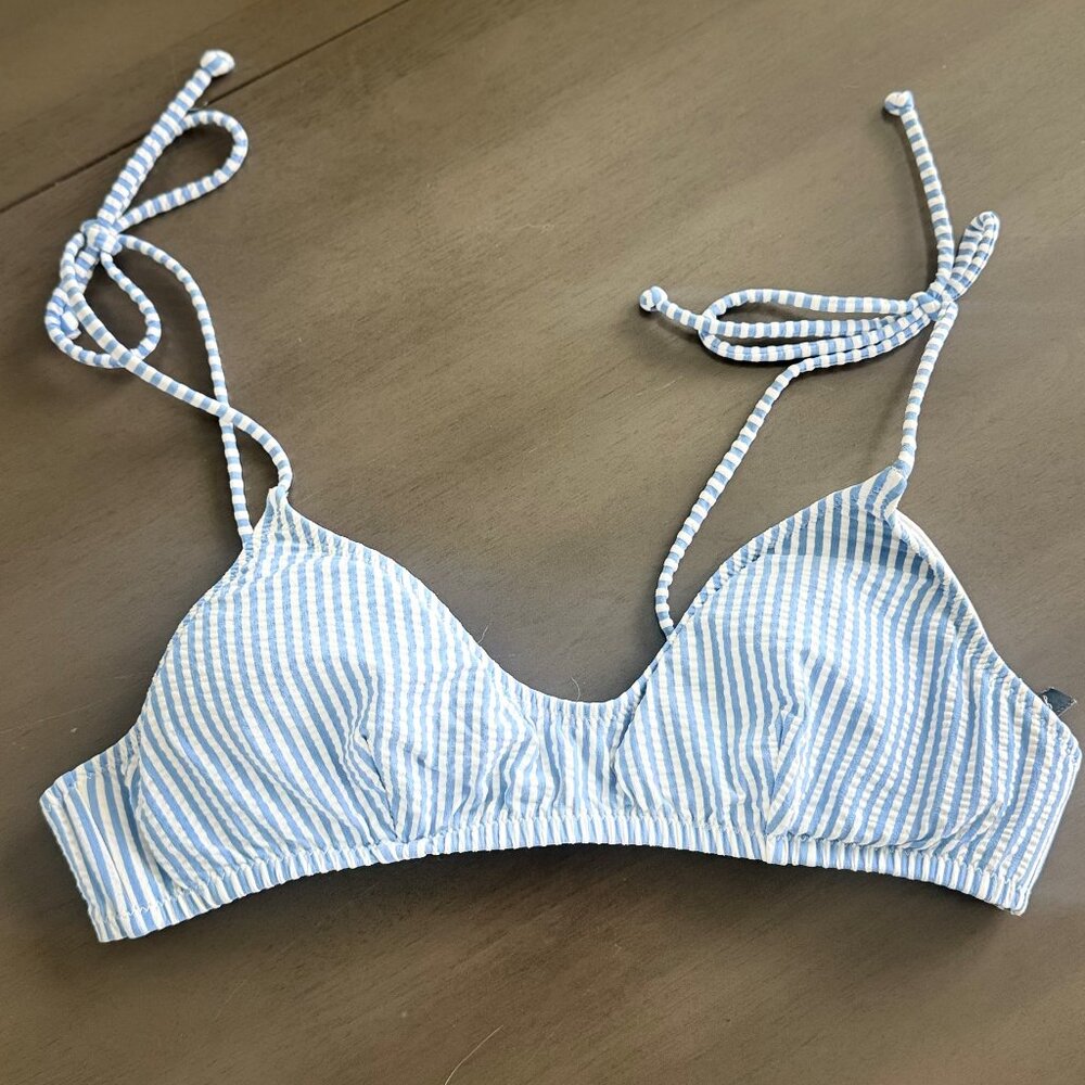 Jcrew Blue and White Striped Bikini Top